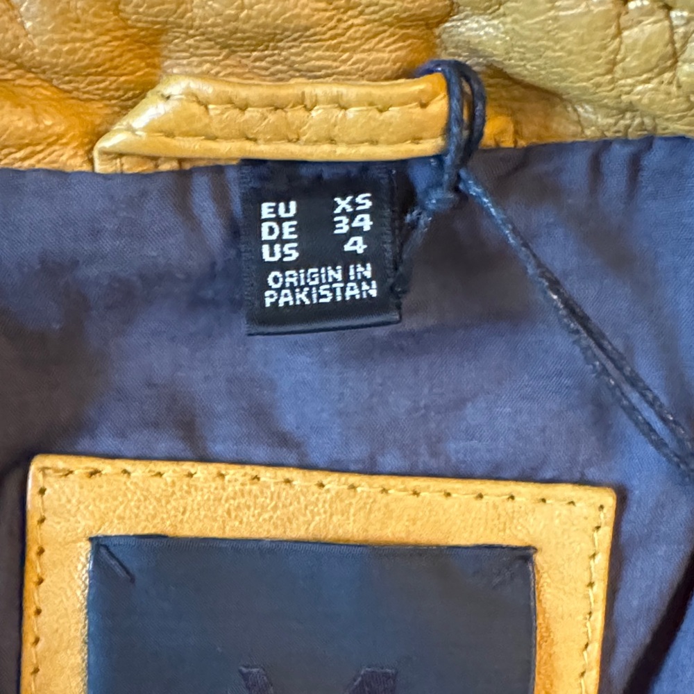 fp Christy sunrise golden tan stars lamb leather Jacket XS regular fit. NWT - Picture 17 of 17